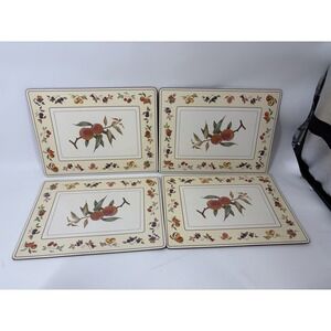 Royal Worcester Evesham Placemats Set 4 Cork Back Fruit Vintage England Table